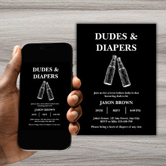 Dudes & Diapers Party Men's Baby Shower Invitation
