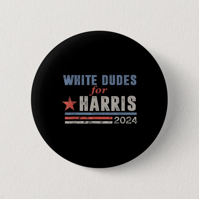 Dudes For Harris Harris Waltz 2024 Election Kamala Button (Front)