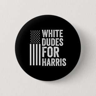 Dudes For Harris Support President Kamala Usa Flag Button