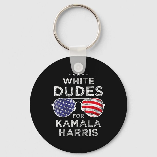 Dudes For Kamala Harris Sungles Retro  Keychain (Front)