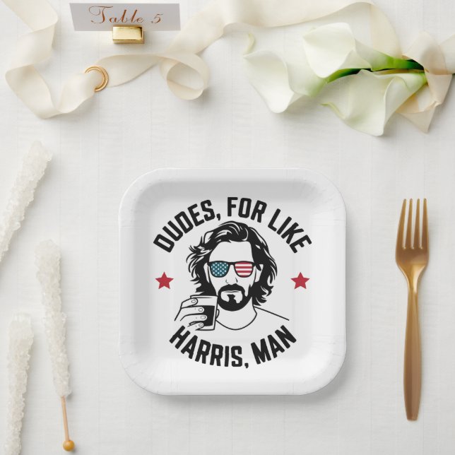 Dudes For Like Harris Man White Dudes For Harris  Paper Plates (Wedding)