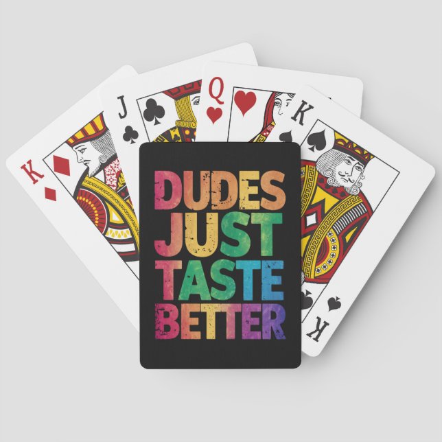  Dudes Just Taste Better Distressed Gay Pride  Poker Cards (Back)