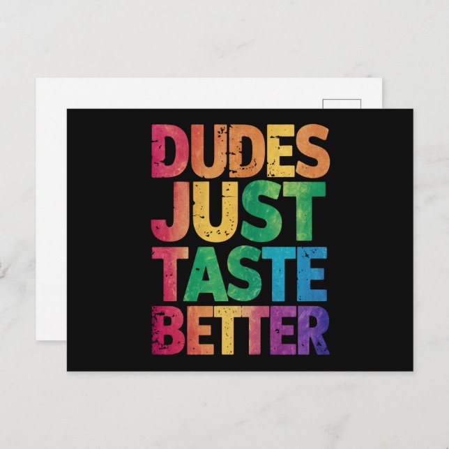  Dudes Just Taste Better Distressed Gay Pride  Postcard (Front/Back)