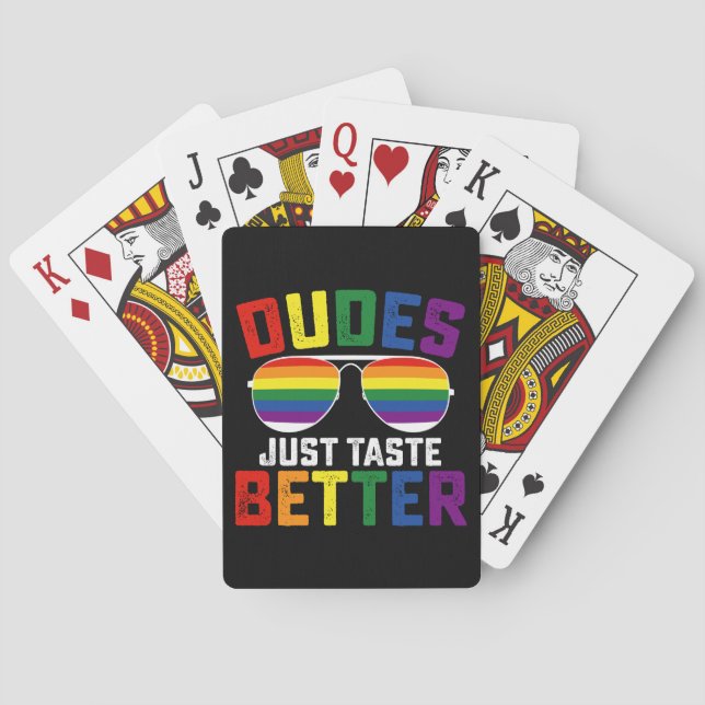 Dudes Just Taste Better Funny Gay LGBT Pride Poker Cards (Back)