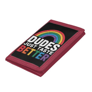 Dudes Just Taste Better Funny Gay Pride LGBTQ Gift Tri-fold Wallet