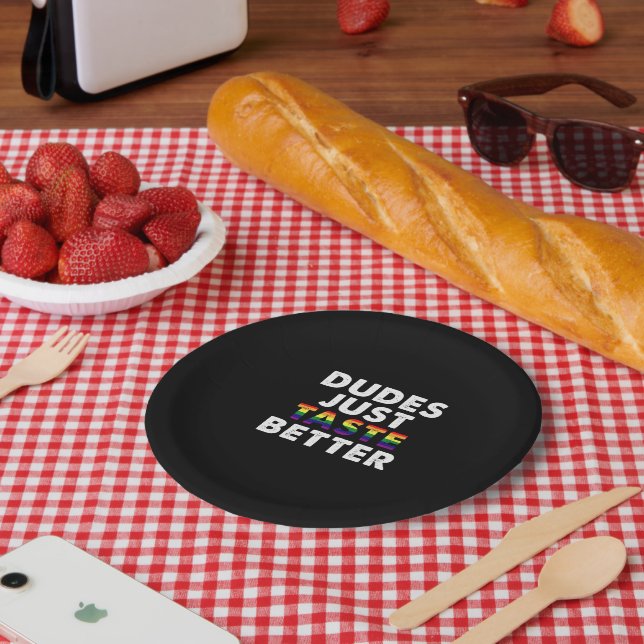 Dudes Just Taste Better Gay Pride Gift Idea Paper Plates (Picnic)