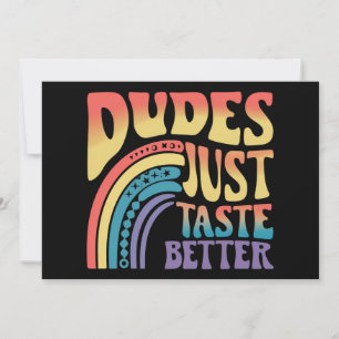 Dudes Just Taste Better Rainbow Gay Pride Vintage Invitation