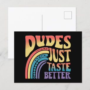 Dudes Just Taste Better Rainbow Gay Pride Vintage Postcard