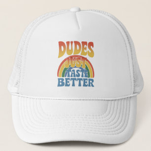 Dudes Just Taste Better Rainbow Gay Pride Vintage Trucker Hat