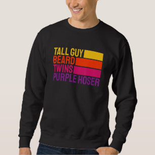 Dudes Youth Slogan Tall Guy Beard Twins Purple Hos Sweatshirt
