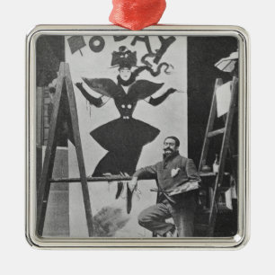 Dudley Hardy painting a poster Metal Ornament