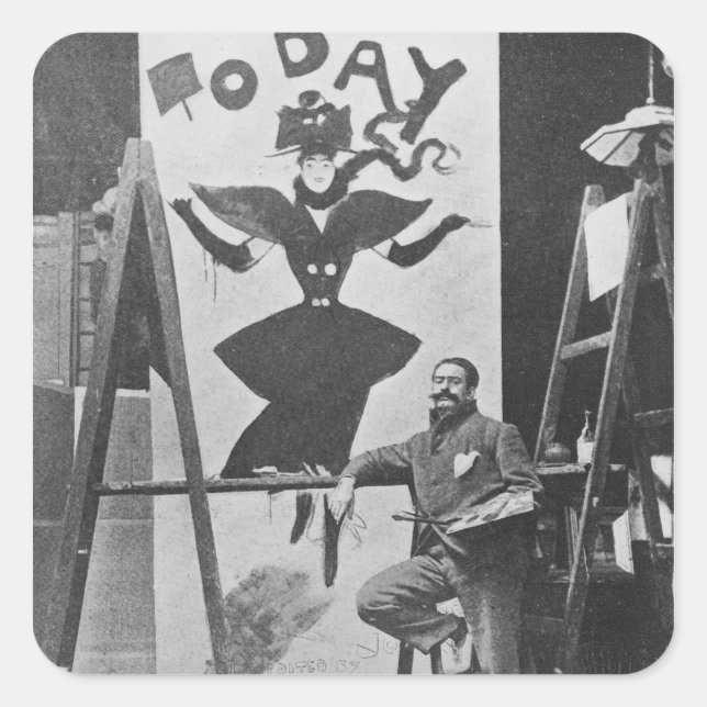 Dudley Hardy painting a poster Square Sticker (Front)