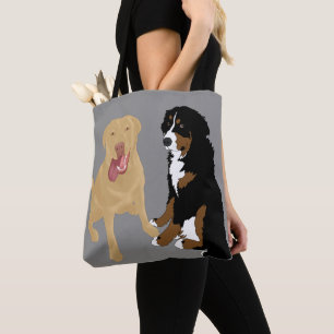 Dudley Labrador and Bernese Mountain Dog Tote Bag