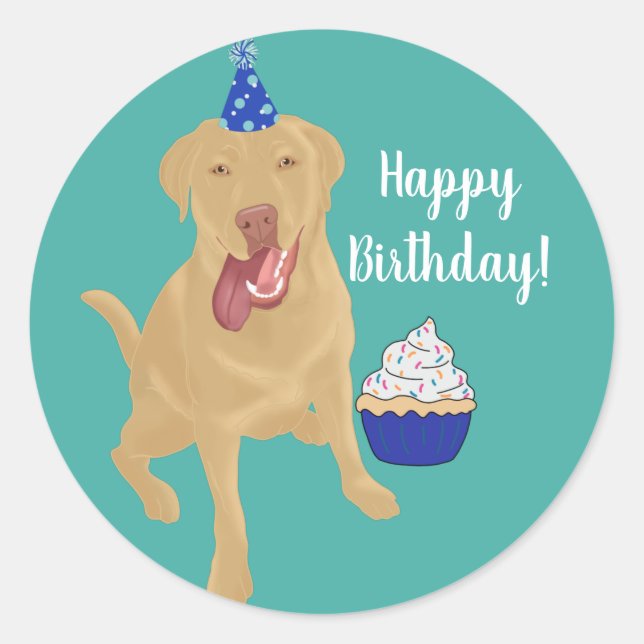 Dudley Labrador Birthday Classic Round Sticker (Front)