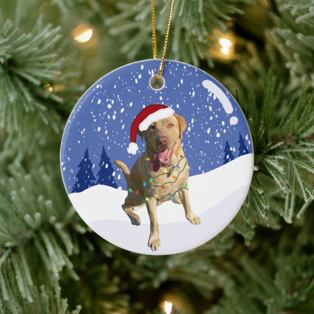 Dudley Labrador Christmas Ceramic Ornament (Tree)