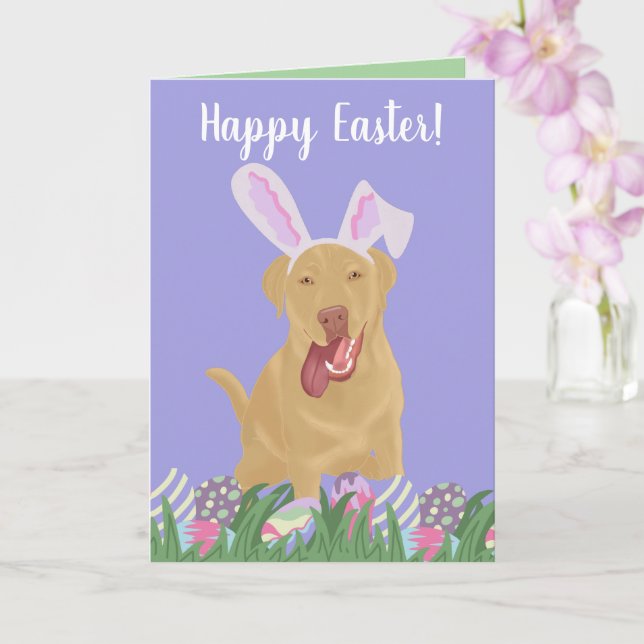 Dudley Labrador Retriever Easter Card (Orchid)