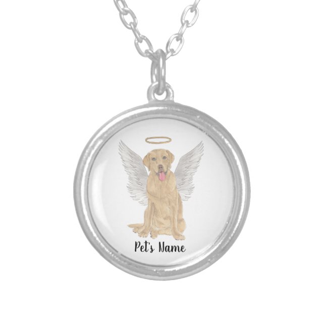 Dudley Labrador Sympathy Memorial Silver Plated Necklace (Front)