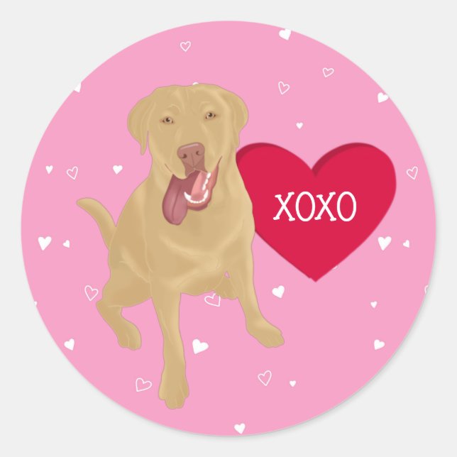 Dudley Labrador Valentines XOXO  Classic Round Sticker (Front)