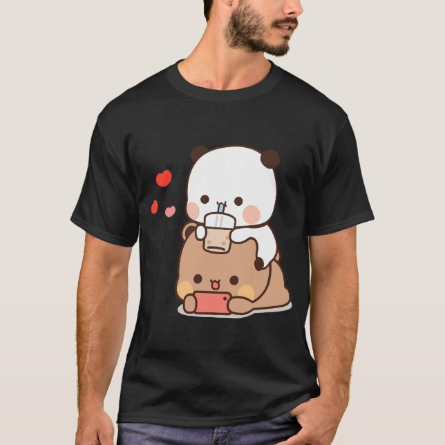Dudu Bear And Bubu Panda Enjoying Time Togetherâ¤ T-Shirt (Front)