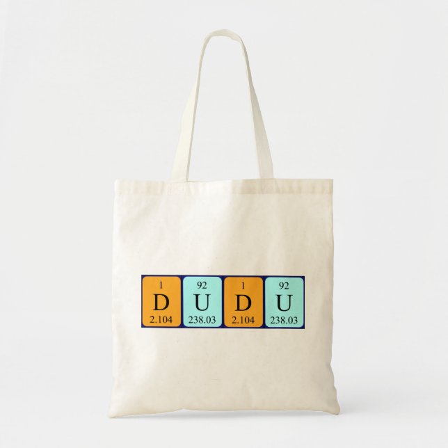 Dudu periodic table name tote bag (Front)