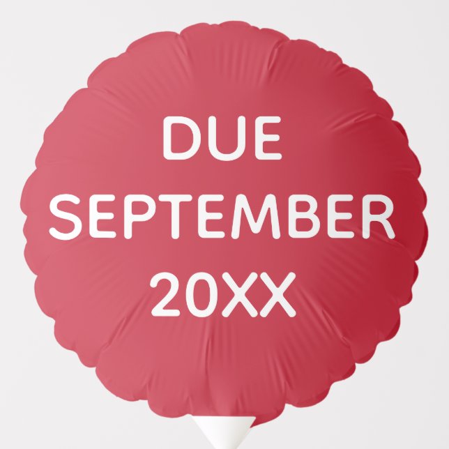 Due Date Valentine's Day Pregnancy Announcement Balloon (Front)