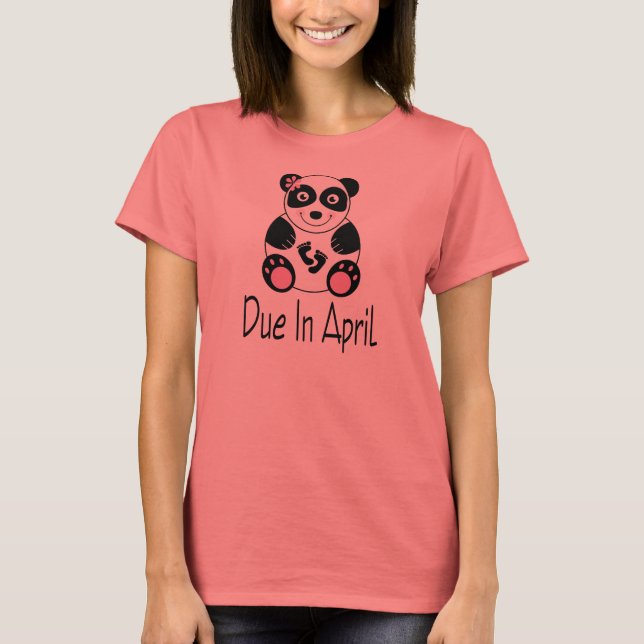 Due In April Panda Maternity T-Shirt (Front)