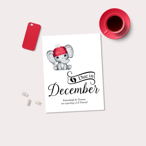 Due in December Little Peanut Baby Elephant Postcard