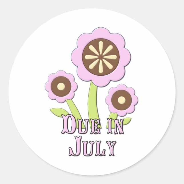 Due in July Expectant Mother Classic Round Sticker (Front)
