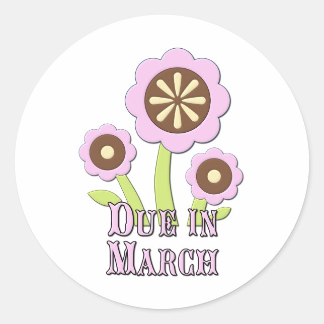Due in March Expectant Mother Classic Round Sticker (Front)