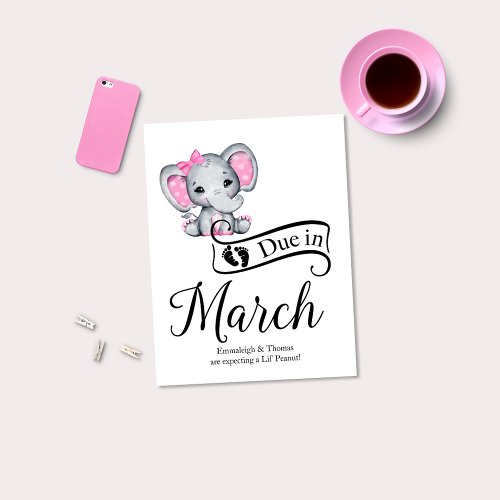 Due in March Little Peanut Baby Girl Elephant Postcard