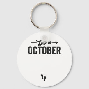 Due in October Baby Announcement Pregnancy Gift Keychain