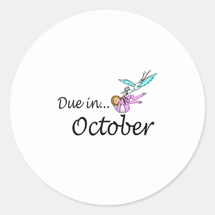 Due In October (Baby/Stork) Stickers