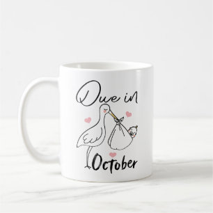 Due In October Cute Swan Carrying A Funny New Baby Coffee Mug