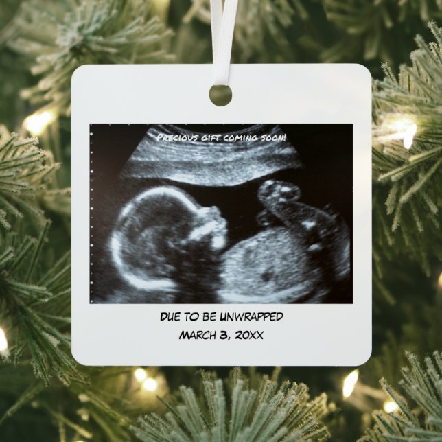 "Due Soon" Personalized Photo  Metal Ornament (Insitu)