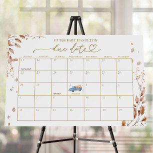 Due Truck Baby Shower Due Date Calendar Foam Board