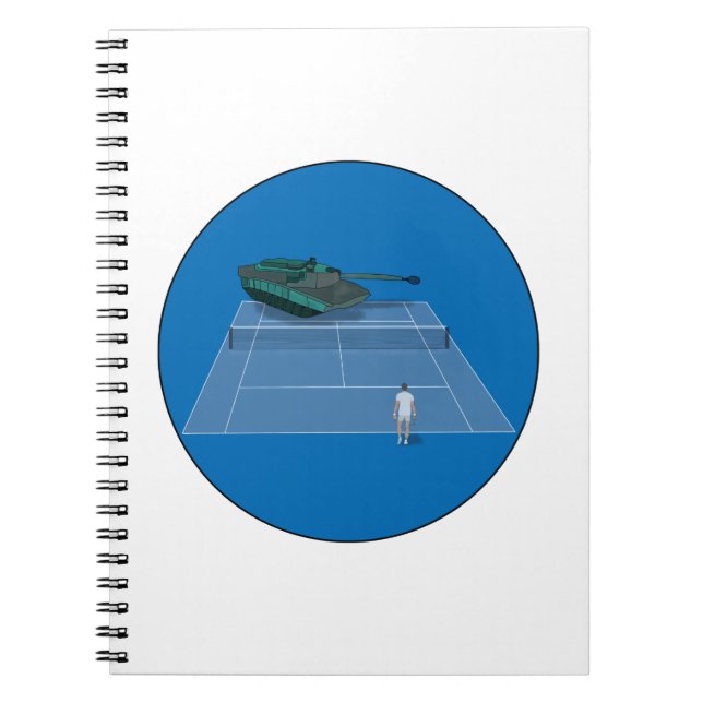 Duel Between a Tank and a Tennis Player Notebook (Front)