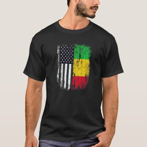 Duel Flag Mali and American duel citizen T_Shirt