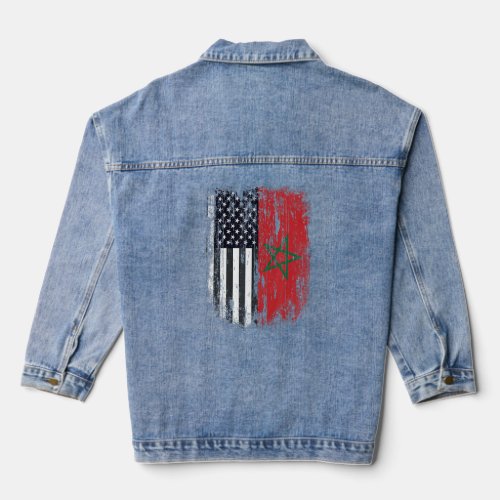 Duel Flag Morocco and American duel citizen 1  Denim Jacket