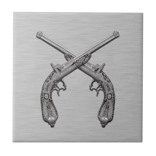 Dueling Antique Guns Gray Tile (Front)