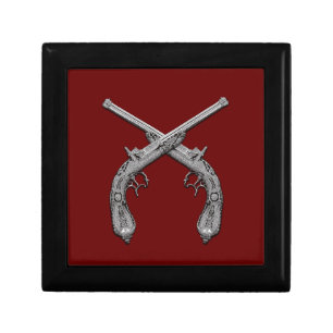 Dueling Antique Guns Maroon Gift Box