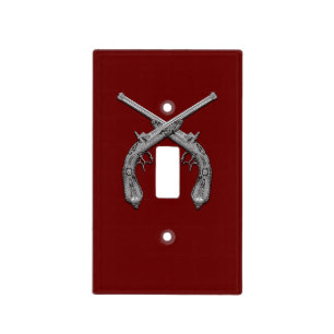 Dueling Antique Guns Maroon Light Switch Cover