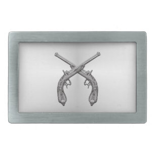 Dueling Pistols Silver Belt Buckle