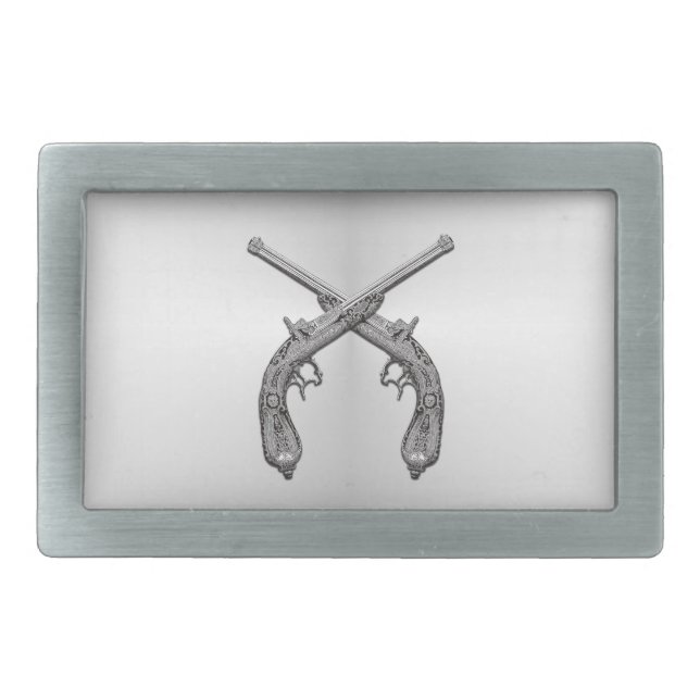 Dueling Pistols Silver Belt Buckle (Front)