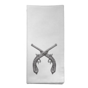 Dueling Pistols Silver Cloth Napkin
