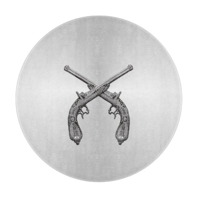 Dueling Pistols Silver Cutting Board (Front)
