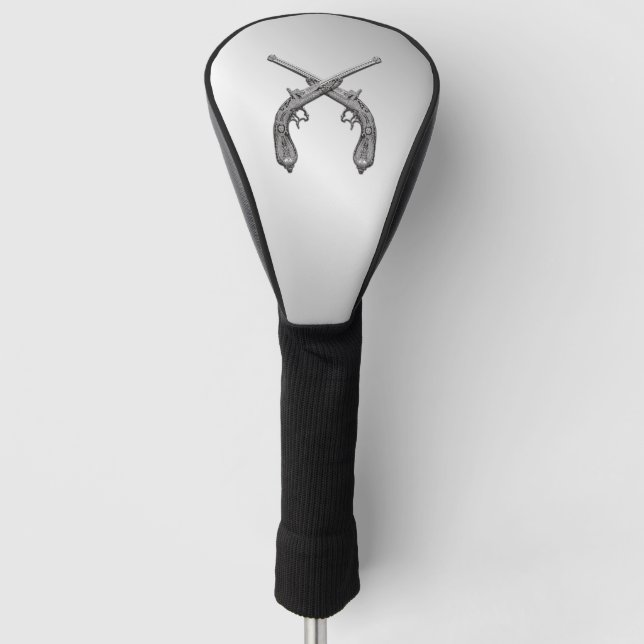 Dueling Pistols Silver Golf Head Cover (Front)