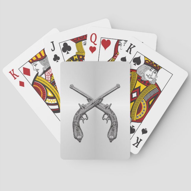 Dueling Pistols Silver Poker Cards (Back)