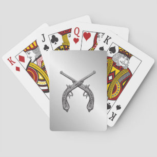 Dueling Pistols Silver Poker Cards