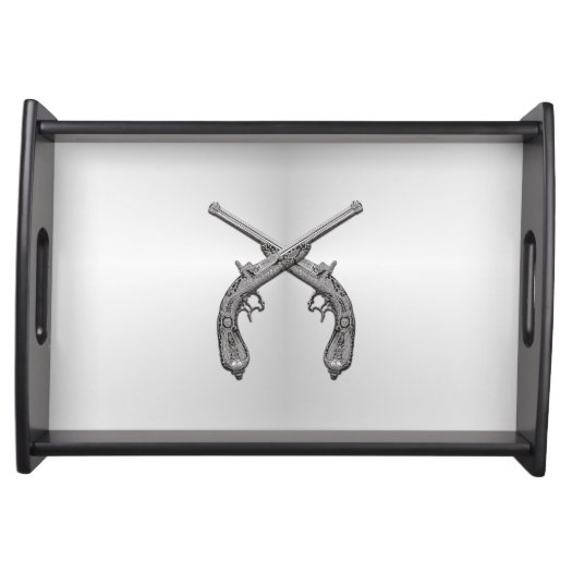 Dueling Pistols Silver Serving Trays