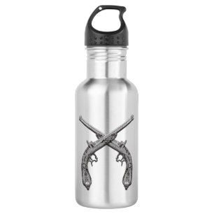 Dueling Pistols Silver Water Bottle